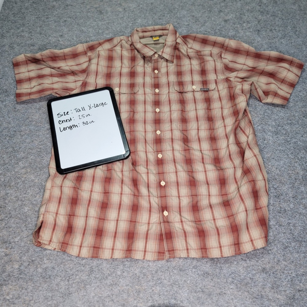 Eddie Bauer Travex Mens Tall XL Plaid‎ Short Sleeve Button Down Shirt